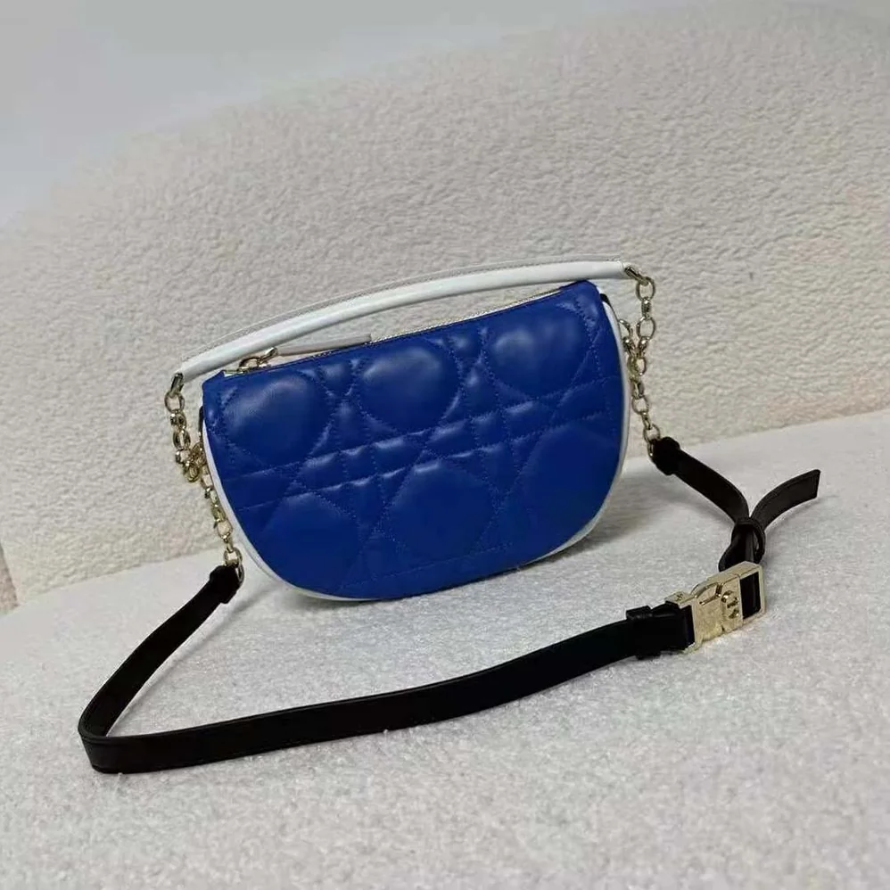 Dior Small Dior Vibe Hobo Bag Fluorescent Blue Macrocannage Lambskin for Women