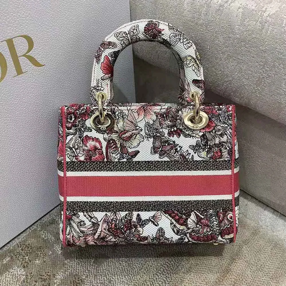 Dior Medium Lady D-lite Bag Multicolor Butterfly Embroidery for Women Dior Medium Lady D-lite Bag Multicolor Butterfly Embroidery for Women