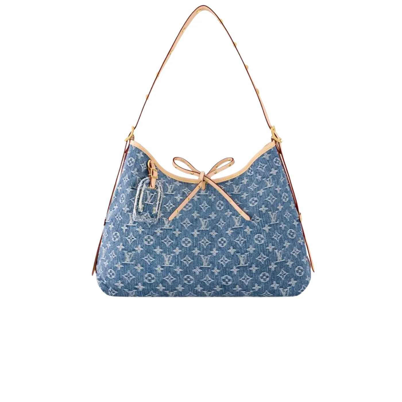 Louis Vuitton CarryAll MM Shoulder Bag in Blue Denim Gold Hardware