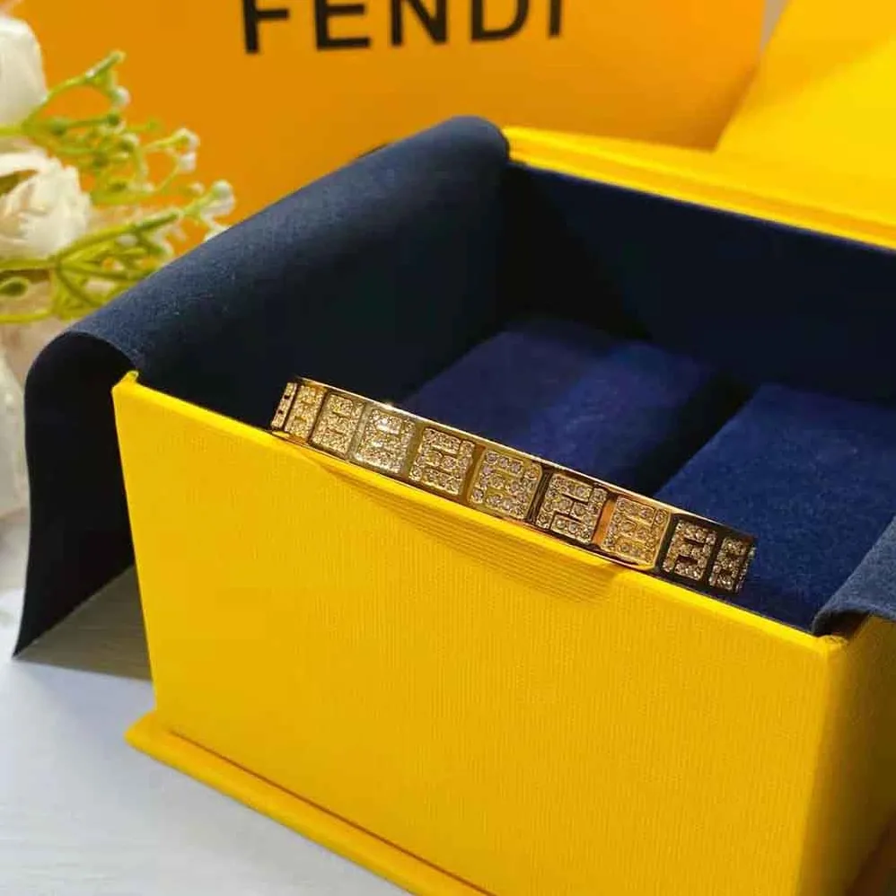 Fendi Stiff Narrow-Band FF Bracelet Gold for Women in colored Fendi Stiff Narrow-Band FF Bracelet Gold for Women in colored