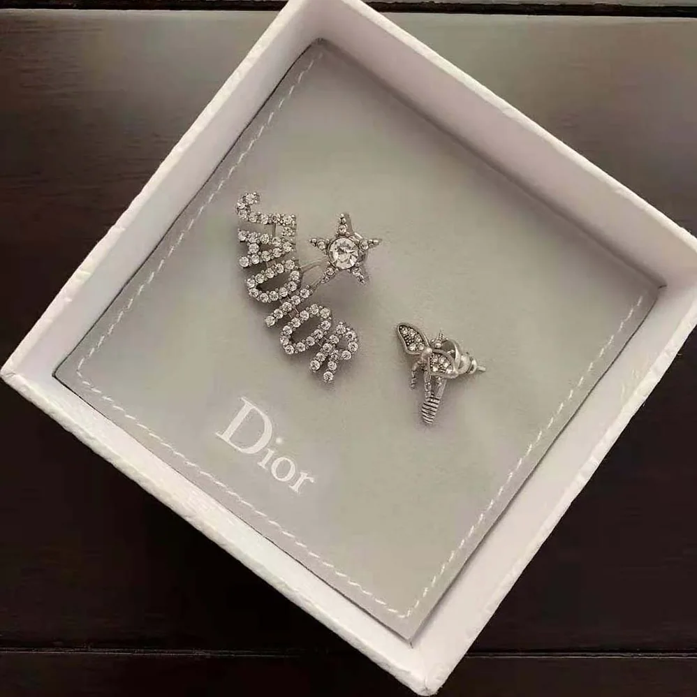 Dior J adior Earrings Antique Palladium-Finish Metal and White Crystals for Women Dior J adior Earrings Antique Palladium-Finish Metal and White Crystals for Women