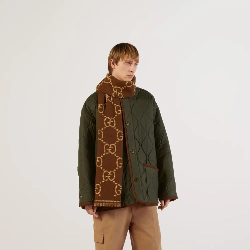 Gucci GG Scarf Brown And Beige /