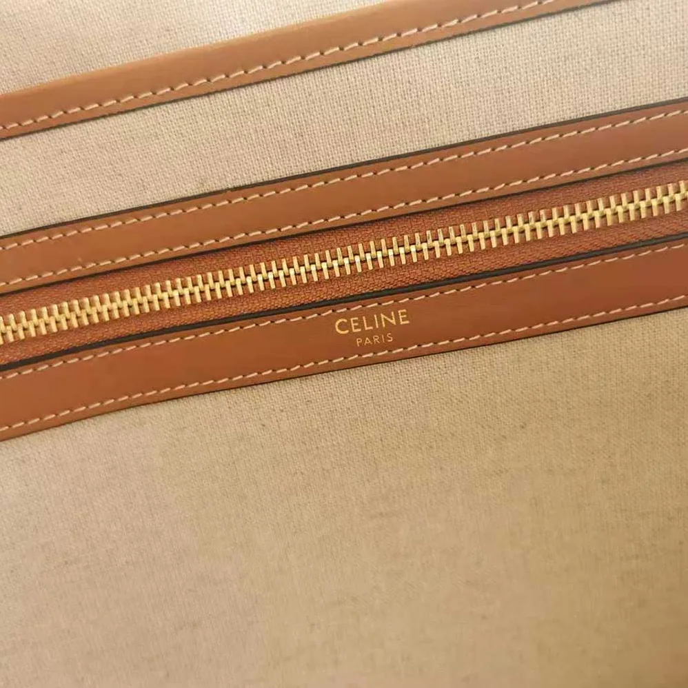 Celine Horizontal Cabas in Textile with Triomphe Embroidery for Women in Brown Celine Horizontal Cabas in Textile with Triomphe Embroidery for Women in Brown