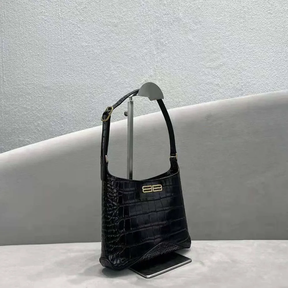 Balenciaga XX Small Hobo Bag Crocodile Embossed in Black for Women Balenciaga XX Small Hobo Bag Crocodile Embossed in Black for Women