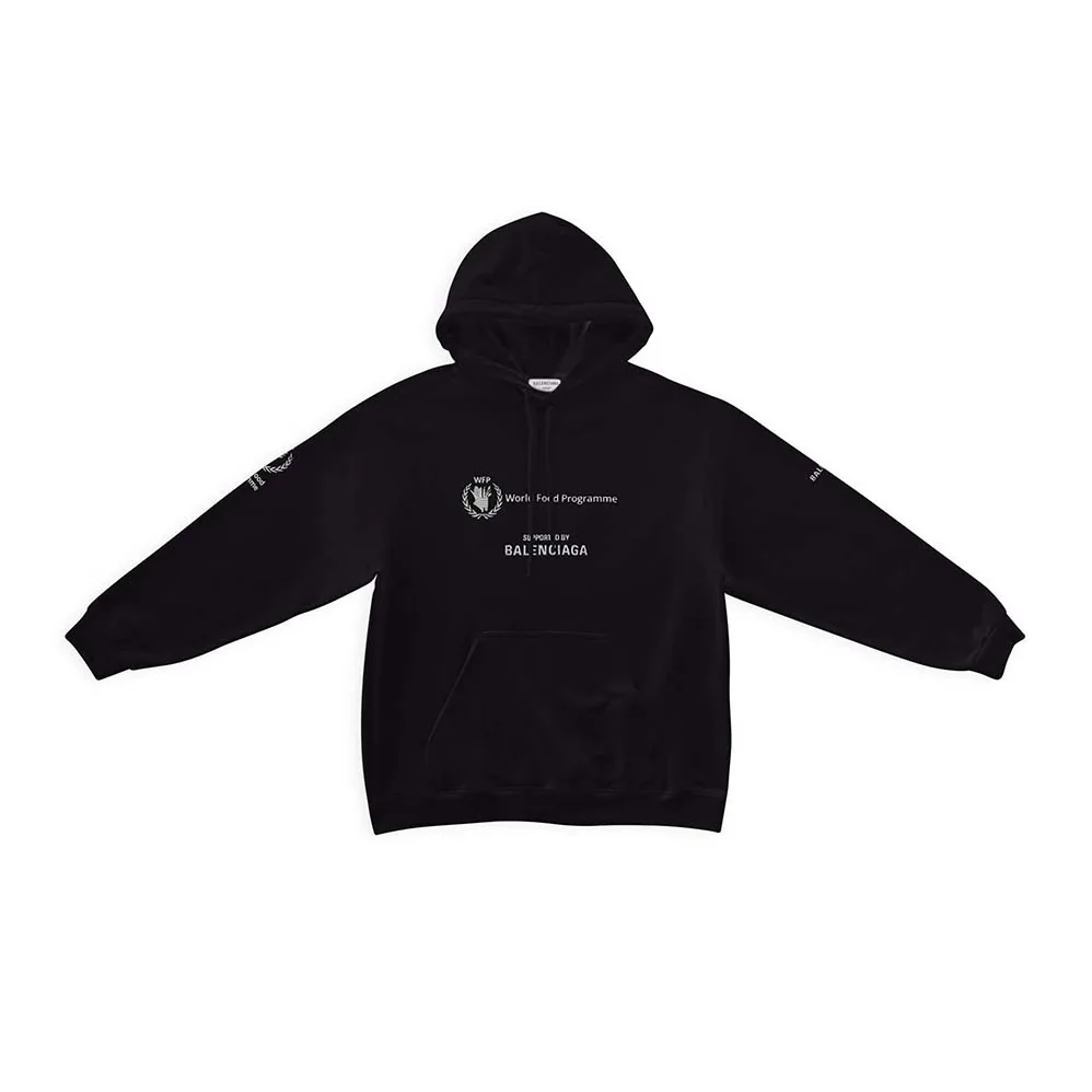 Balenciaga WFP Hoodie Medium Fit in Black and White Medium Fleece for Men Balenciaga WFP Hoodie Medium Fit in Black and White Medium Fleece for Men