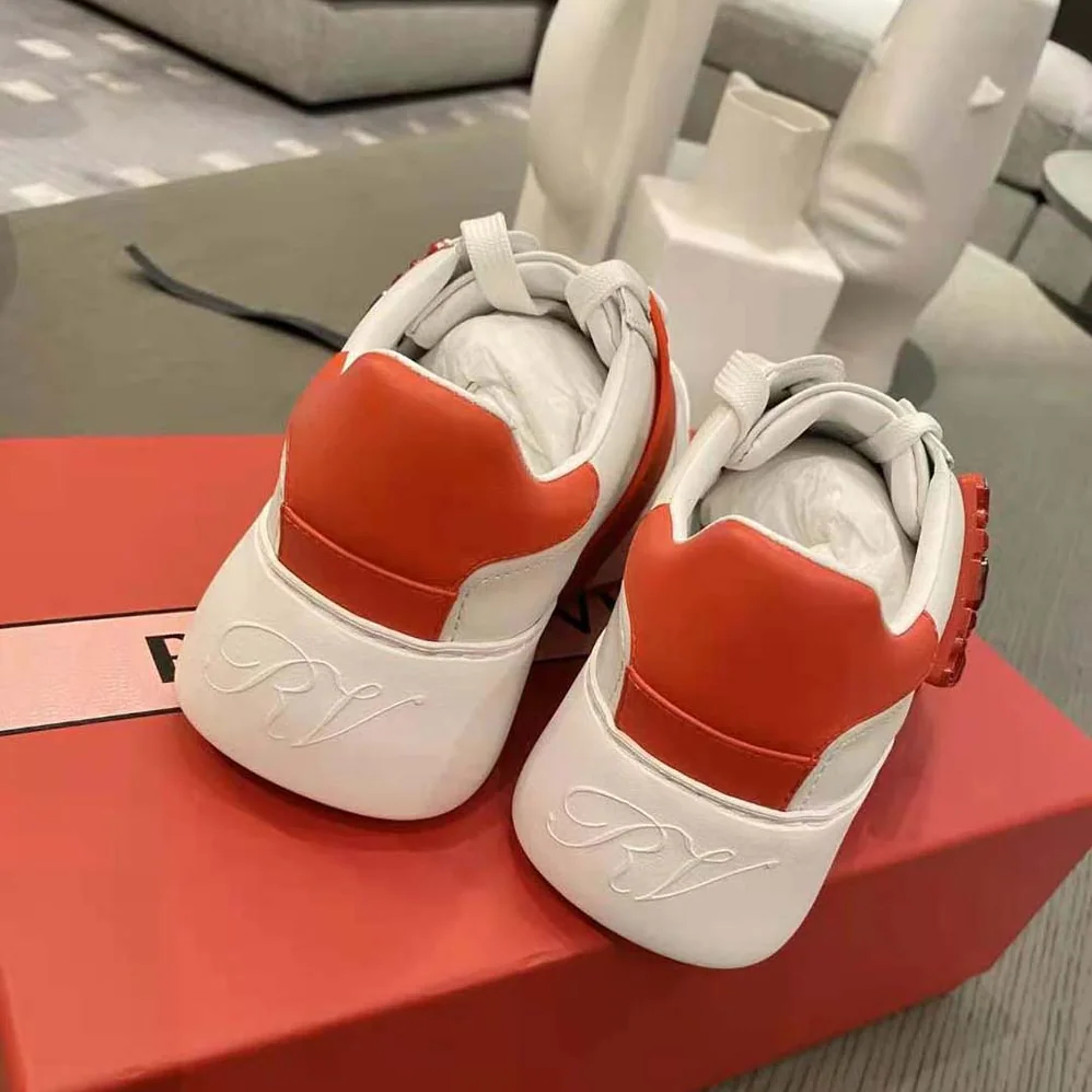 Roger Vivier Viv Skate Strass Buckle Sneakers in Soft Leather for Women in Red