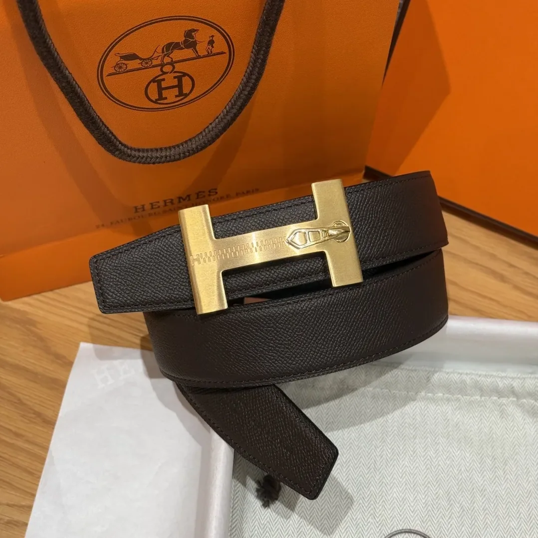 Hermès H-Zip Reversible Belt Dark Brown & Black Hermès H-Zip Reversible Belt Dark Brown & Black