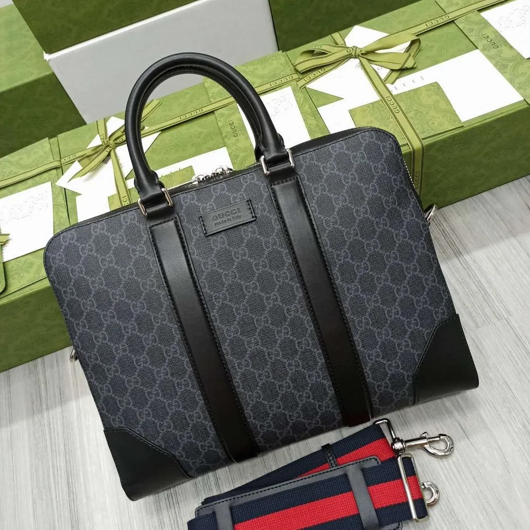 Gucci Black Briefcase GG Grey /