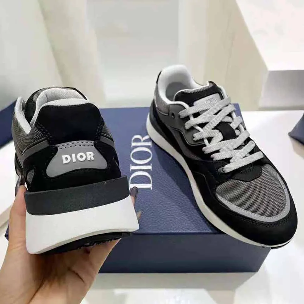 Dior B29 Sneaker Gray Technical Mesh Black Suede and Smooth Calfskin for Men Dior B29 Sneaker Gray Technical Mesh Black Suede and Smooth Calfskin for Men
