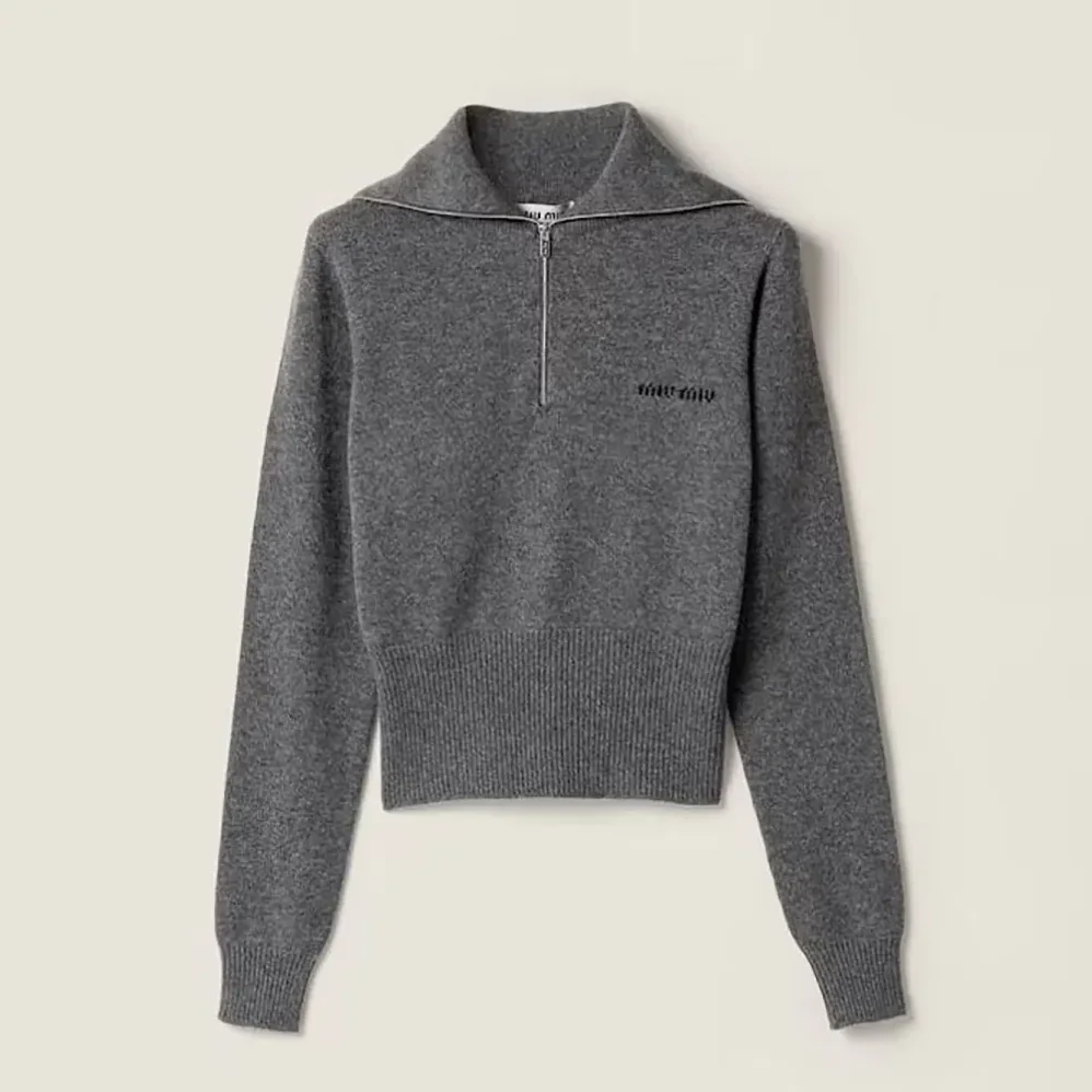Miu Miu Cashmere Half for Women in Zipper Sweater Miu Miu Cashmere Half for Women in Zipper Sweater