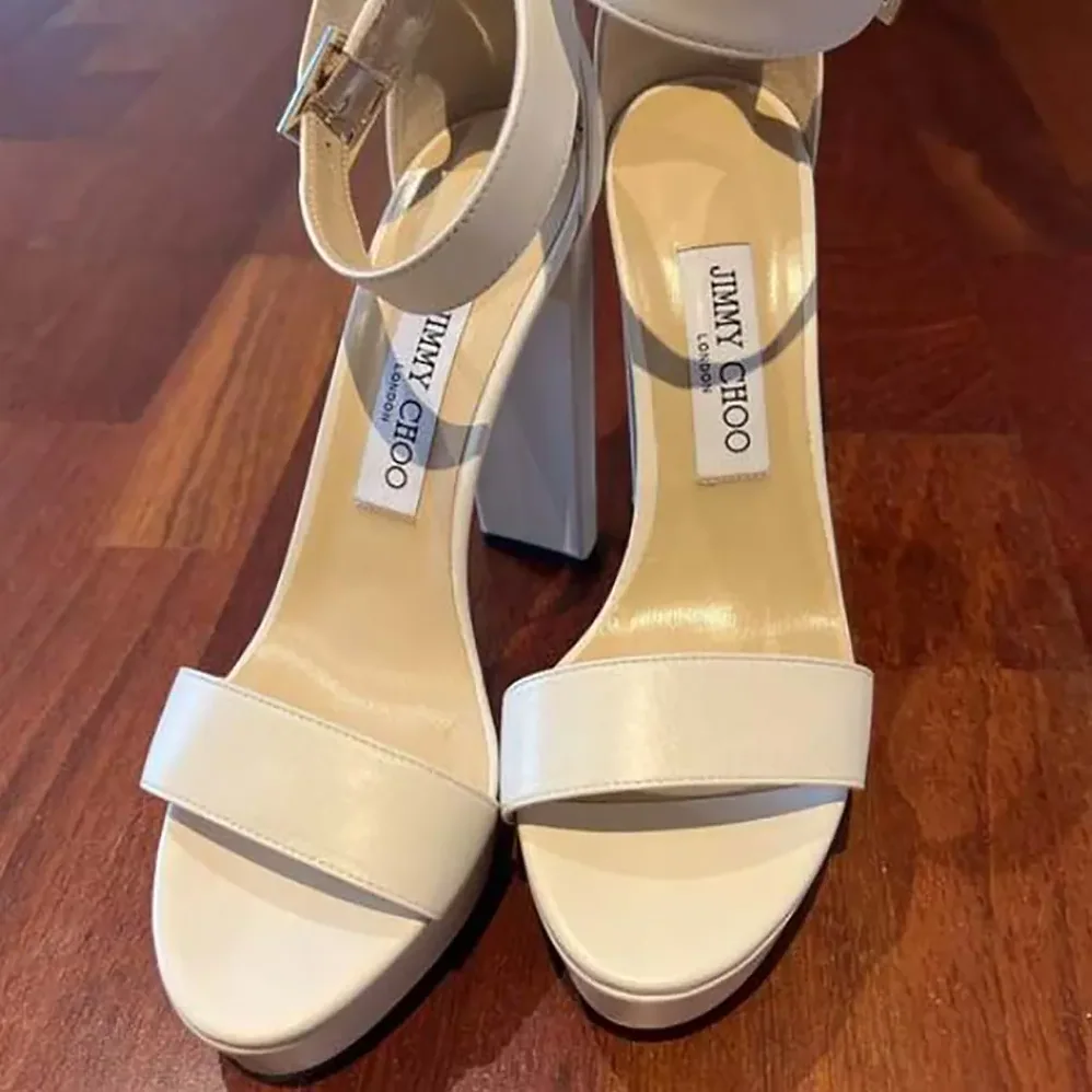 Jimmy Choo Isra 120 Leather Platform Sandals for Women in White
