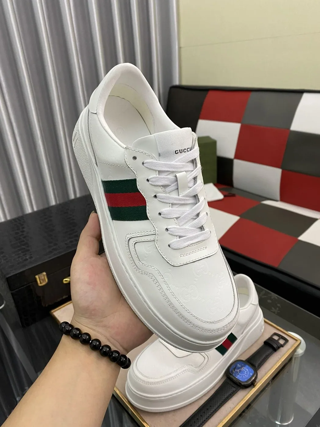 Gucci GG Sneaker With Web White for Men Gucci GG Sneaker With Web White for Men
