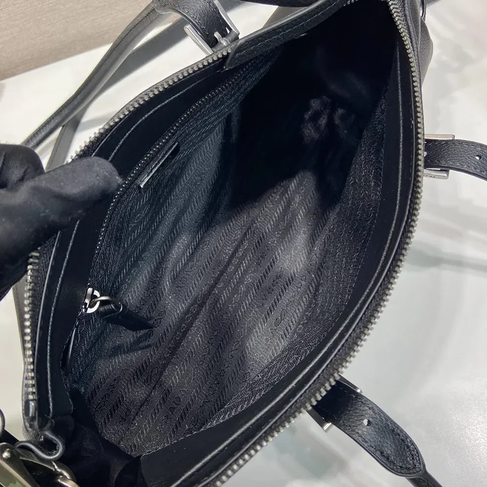 Prada Bonnie Medium Antiqued Leather Tote Bag for Women in Black