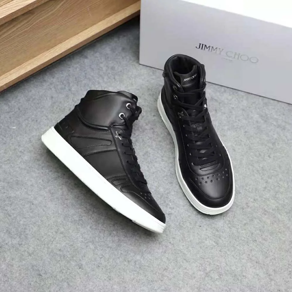 Jimmy Choo Hawaii Hi Top/M Black Calf Leather High Top Trainers for Men