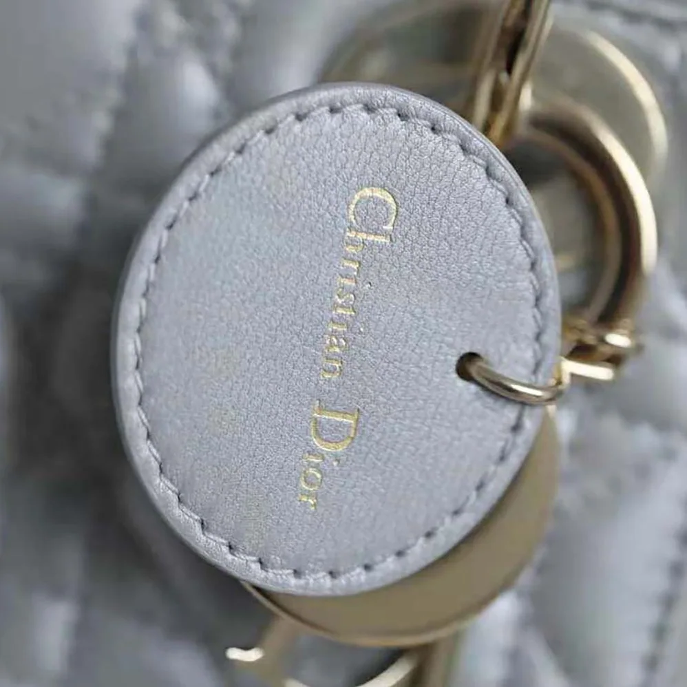 Dior Mini Lady Dior Bag Pearlescent Cannage Lambskin for Women in Silver
