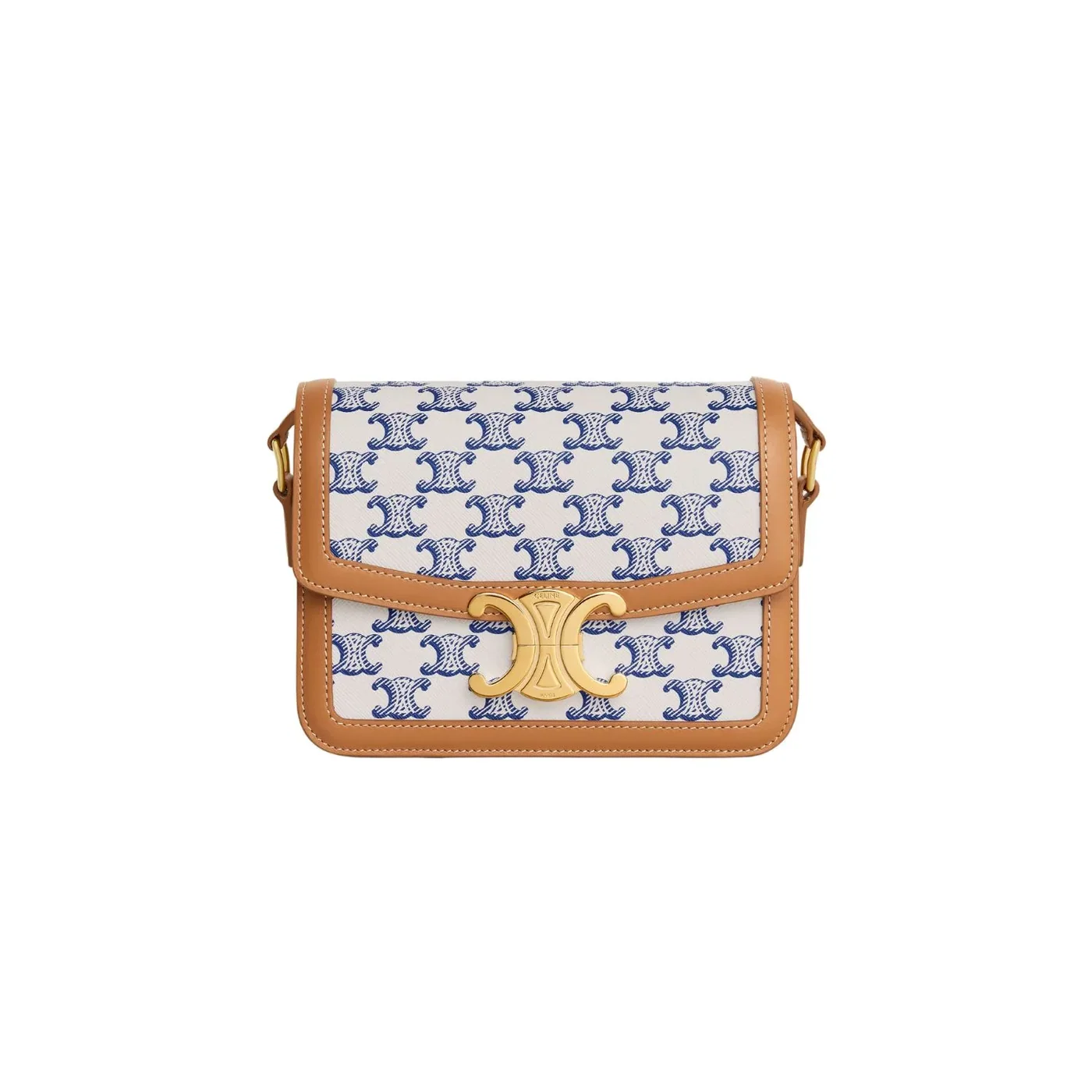 Teen Triomphe Bag In Triomphe Canvas And Calfskin Blue .07BL Teen Triomphe Bag In Triomphe Canvas And Calfskin Blue .07BL