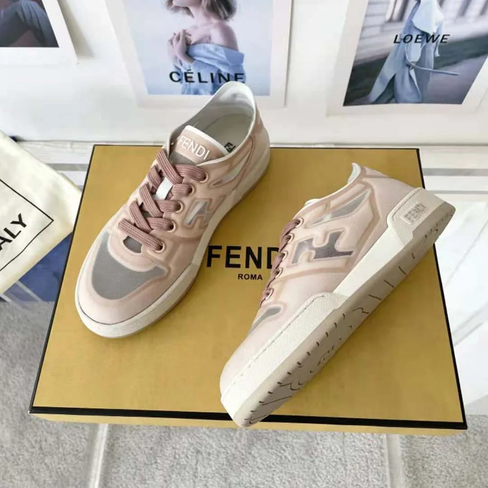 Fendi Match Pink Mesh Low Tops for Unisex