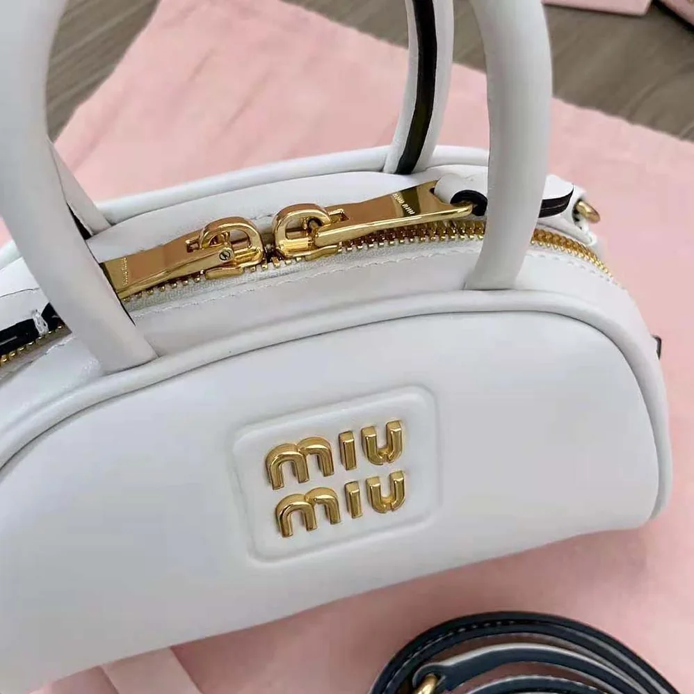 Miu Miu Mini Leather Top-handle Bag for Women in White Miu Miu Mini Leather Top-handle Bag for Women in White