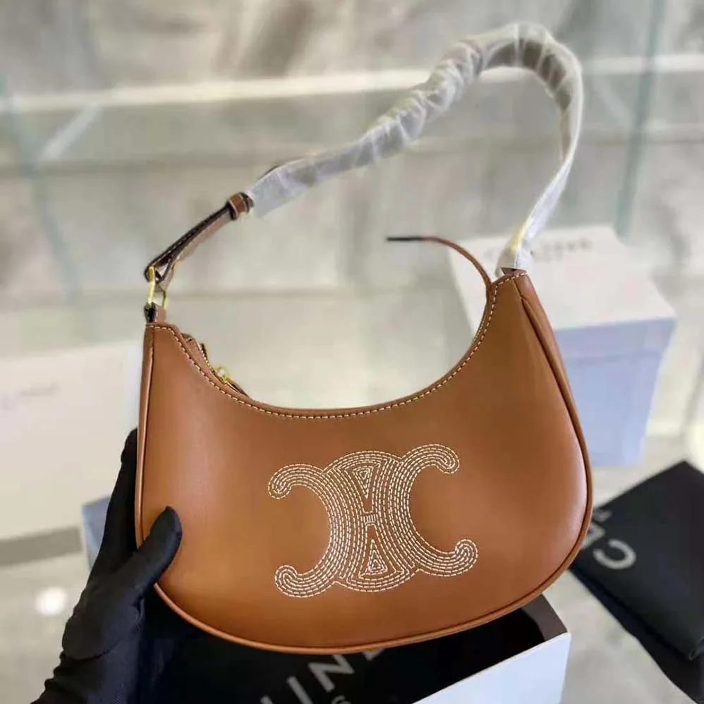 Celine Ava Bag in Smooth Calfskin with Triomphe Embroidery for Women