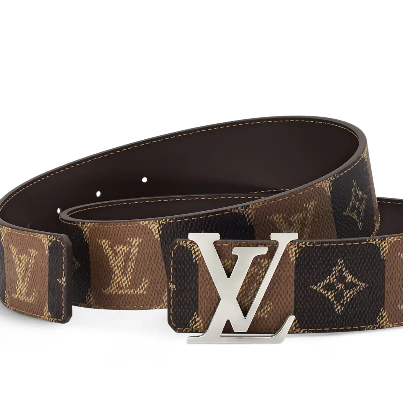Louis Vuitton LV Initiales College Monogram Heritage Reversible Belt Brown