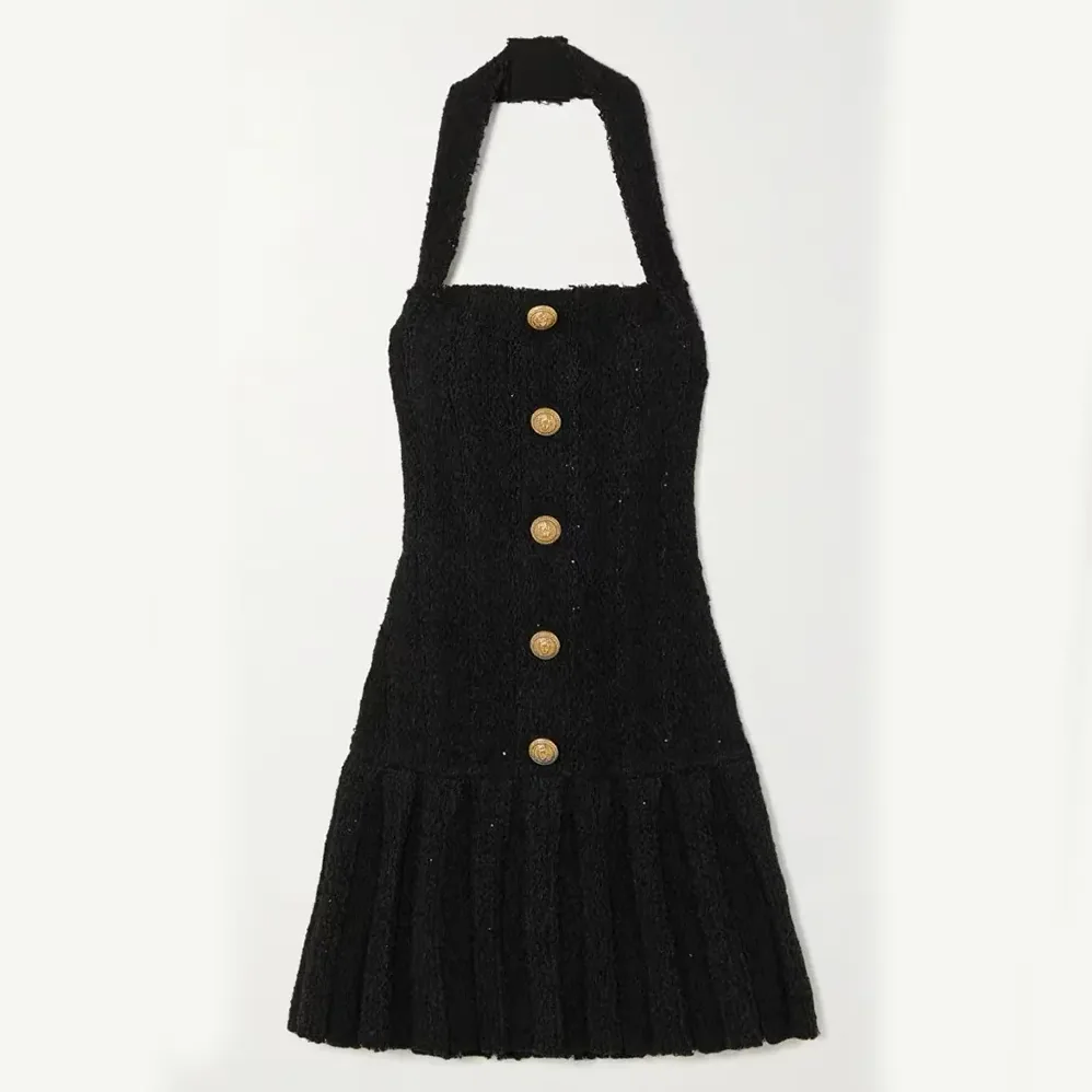 Balmain Knit Backless Dress for Women in Black