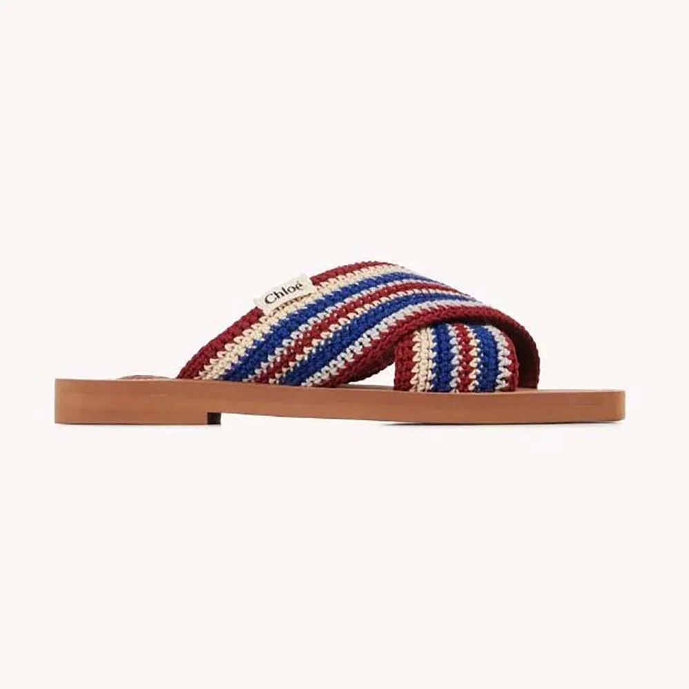 Chloe Woody Flat Mule for Women in Blue