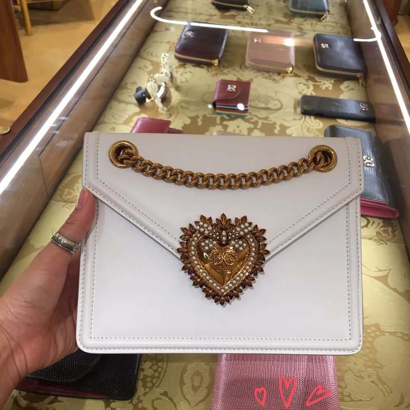 Dolce Gabbana D&G Medium Devotion Bag Smooth Calfskin Leather for Women in White