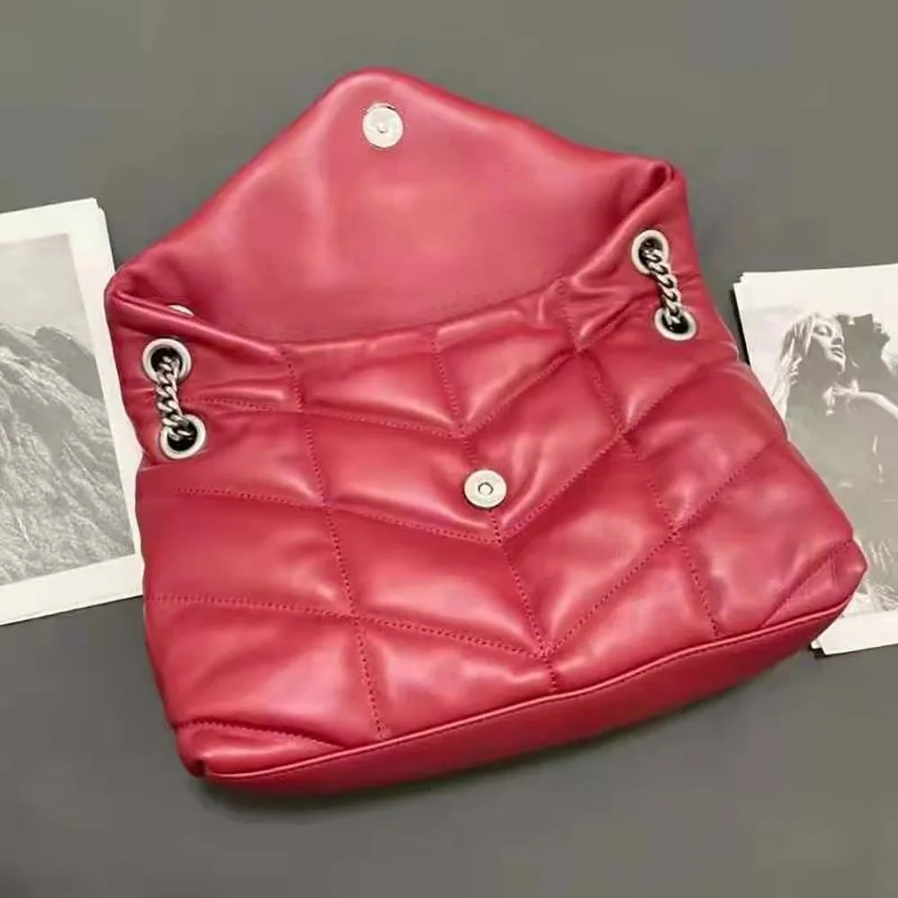 Saint Laurent YSL Puffer Small Bag in Quilted Lambskin for Women in Red Saint Laurent YSL Puffer Small Bag in Quilted Lambskin for Women in Red