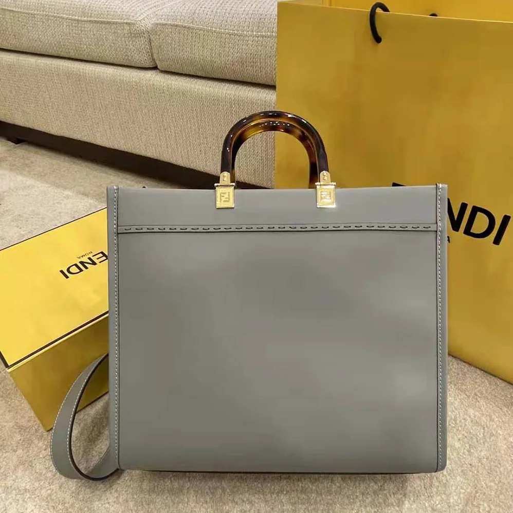Fendi Sunshine Medium Leather Shopper for Women in Silver Fendi Sunshine Medium Leather Shopper for Women in Silver