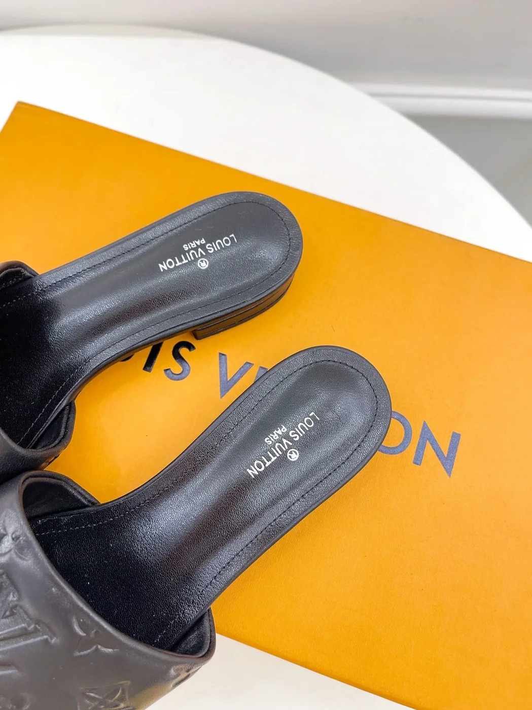 Louis Vuitton Revival Flat Mule Gold LV 1A9QKC Louis Vuitton Revival Flat Mule Gold LV 1A9QKC