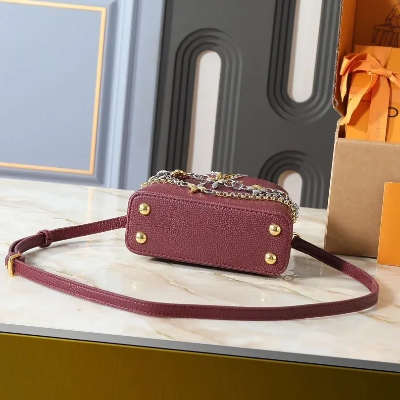 Louis Vuitton Capucines Mini Top Handle Bag / Plum Purple Silver/ Gold Hardware