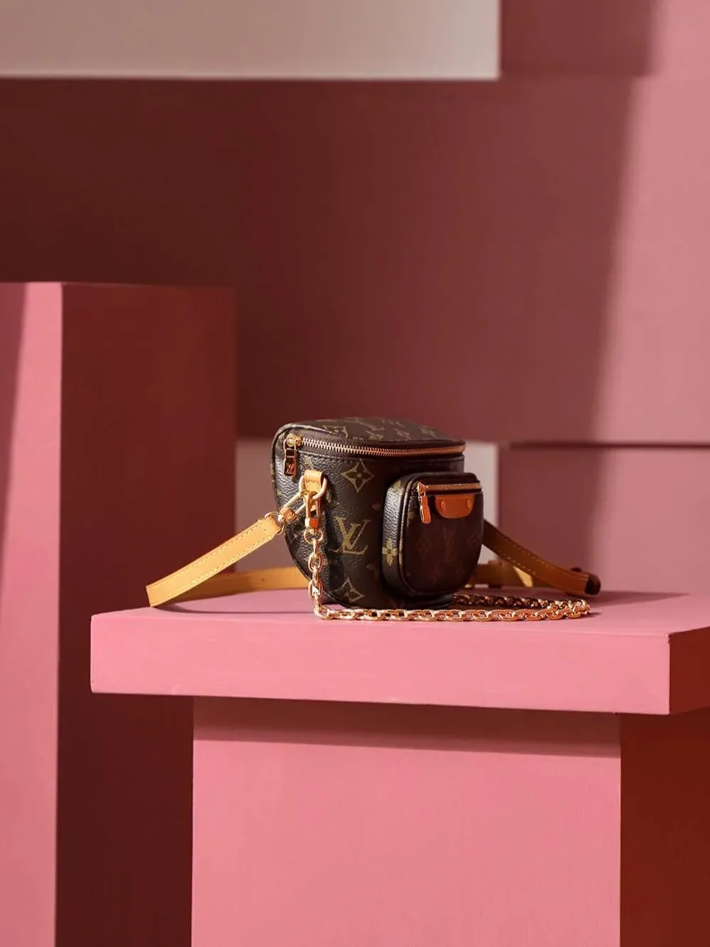 Louis Vuitton Mini Bumbag Shoulder in Brown Gold Hardware Louis Vuitton Mini Bumbag Shoulder in Brown Gold Hardware