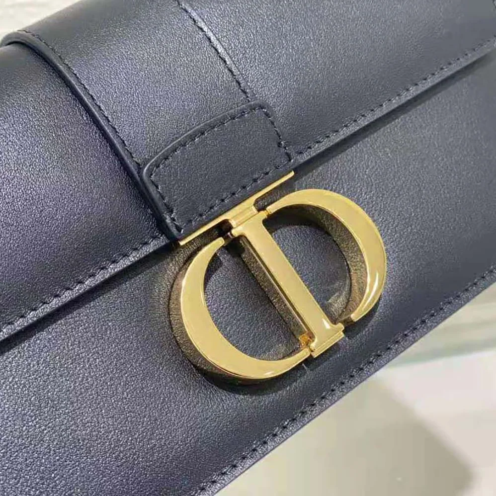 Dior 30 Montaigne East-West Bag with Chain Black Calfskin for Women