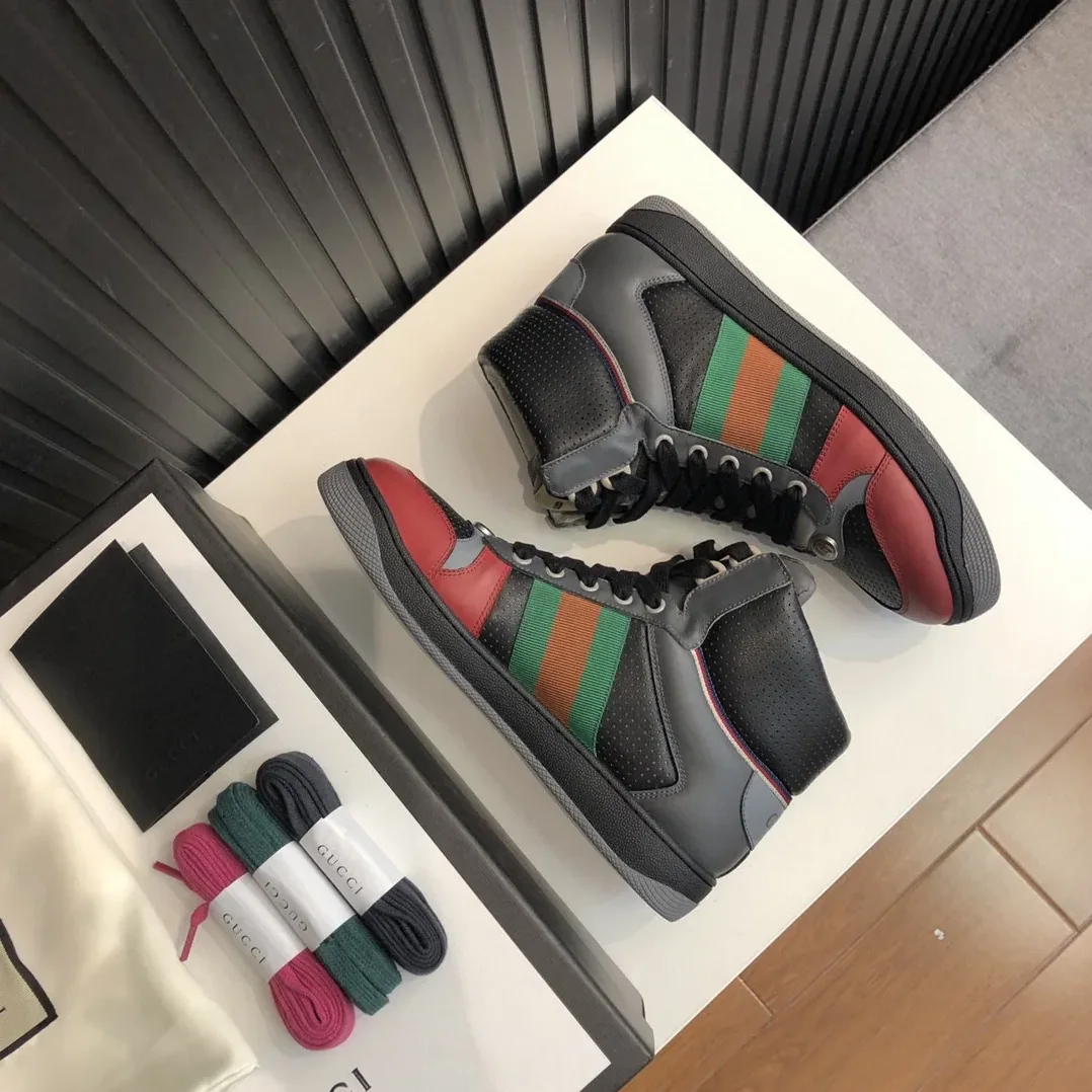 Gucci Screener Distressed High for Men in Top Sneakers Black