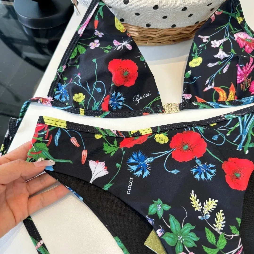 Gucci Flora Print Triangle Bikini Multicolor Gucci Flora Print Triangle Bikini Multicolor