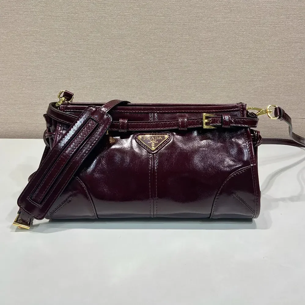 Prada Bonnie Small Leather Shoulder Bag for Women in Maroon Prada Bonnie Small Leather Shoulder Bag for Women in Maroon