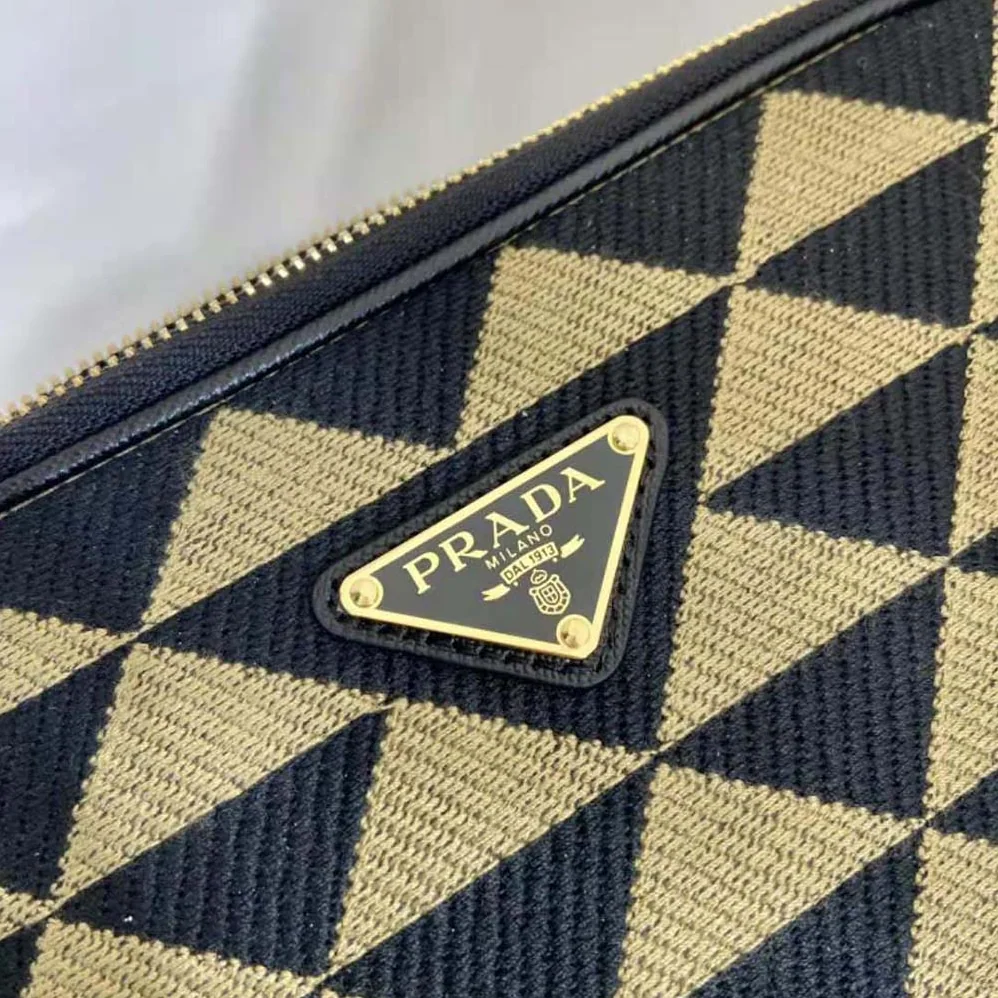 Prada Symbole Embroidered Fabric Bag for Women