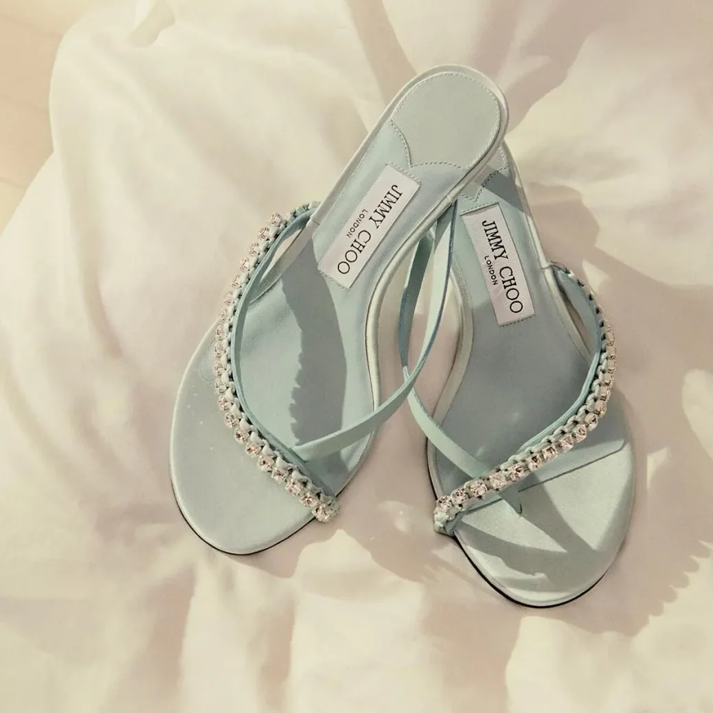 Jimmy Choo Dila 35 Mule Sandal Light Verde DILA35GZM Jimmy Choo Dila 35 Mule Sandal Light Verde DILA35GZM