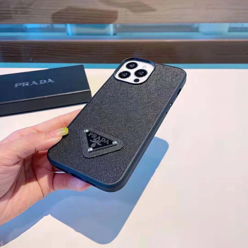 Prada Saffiano Leather Apple iPhone Cover for Women in Black