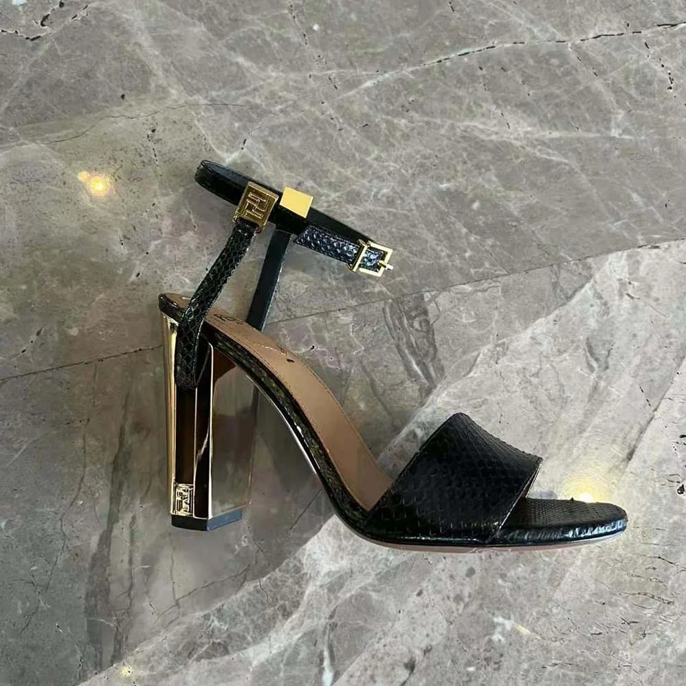 Fendi Delfina Black Karung High for Women in heeled Sandals Fendi Delfina Black Karung High for Women in heeled Sandals