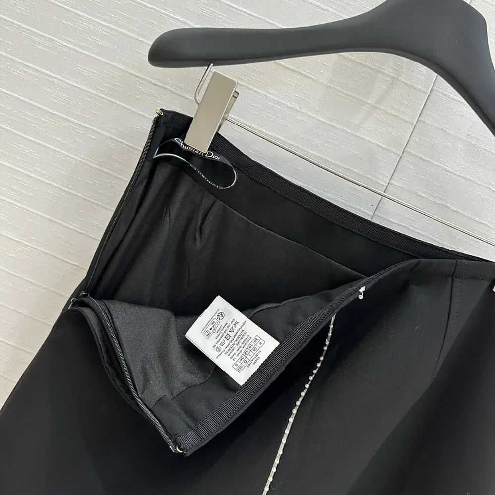 Dior Embroidered Skirt Black Wool and Silk for Women Dior Embroidered Skirt Black Wool and Silk for Women