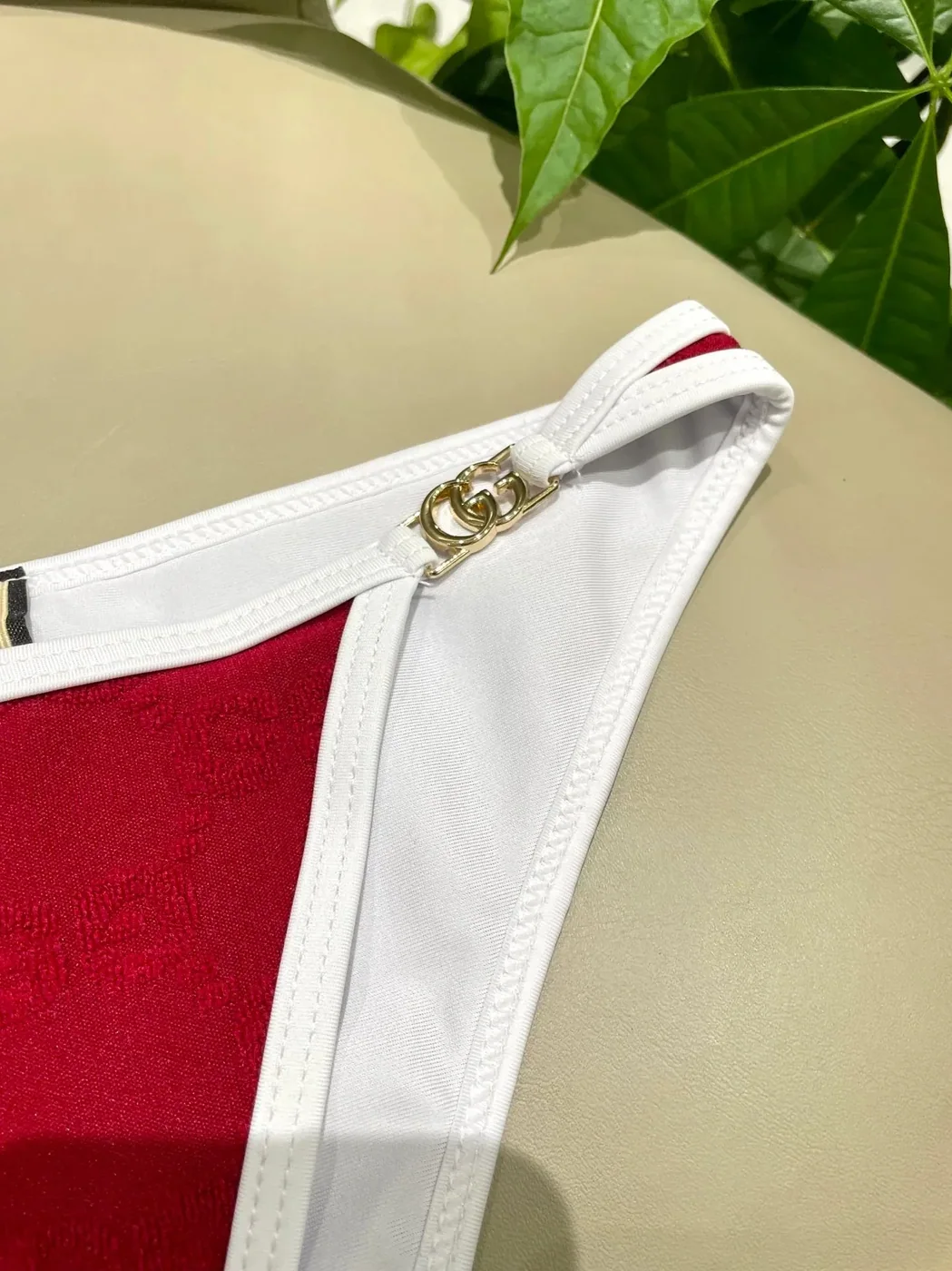 Gucci GG Jacquard Triangle Bikini Red Gucci GG Jacquard Triangle Bikini Red