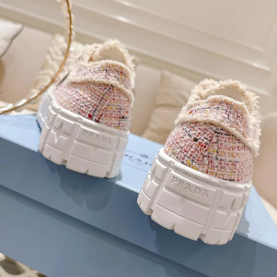 Prada Gabardine Canva Double Wheel Sneakers Pink in PRD