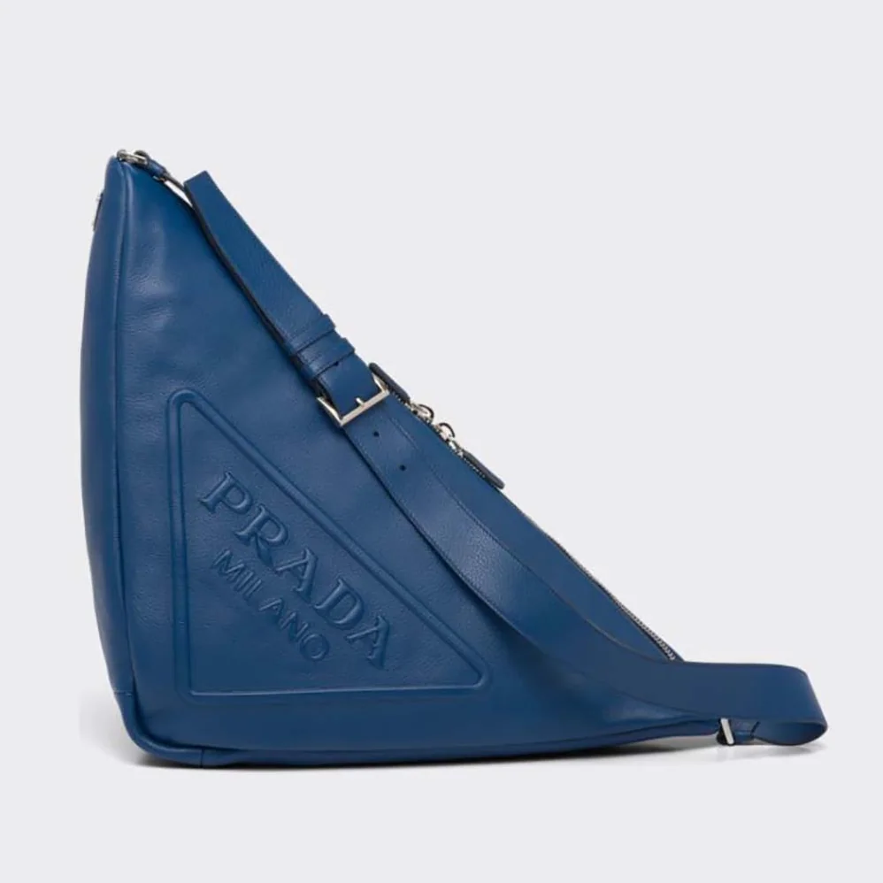 Prada Leather Prada Triangle Bag for Men in Navy Prada Leather Prada Triangle Bag for Men in Navy