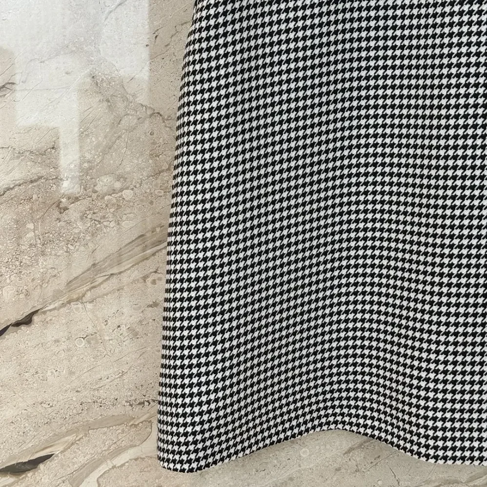 Dior Straight-Cut Short Dress Black and White Houndstooth Virgin Wool Blend for Women