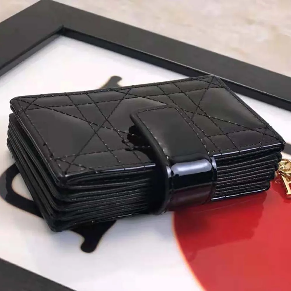 Dior Lady Dior 5-Gusset Card Holder Black Patent Cannage Calfskin for Women Dior Lady Dior 5-Gusset Card Holder Black Patent Cannage Calfskin for Women