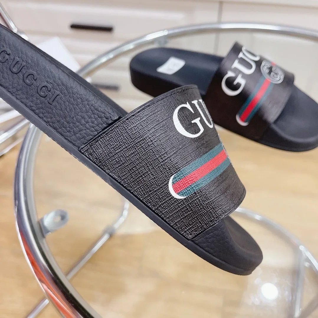 Gucci Logo Rubber Slide With Web Black for Women Gucci Logo Rubber Slide With Web Black for Women