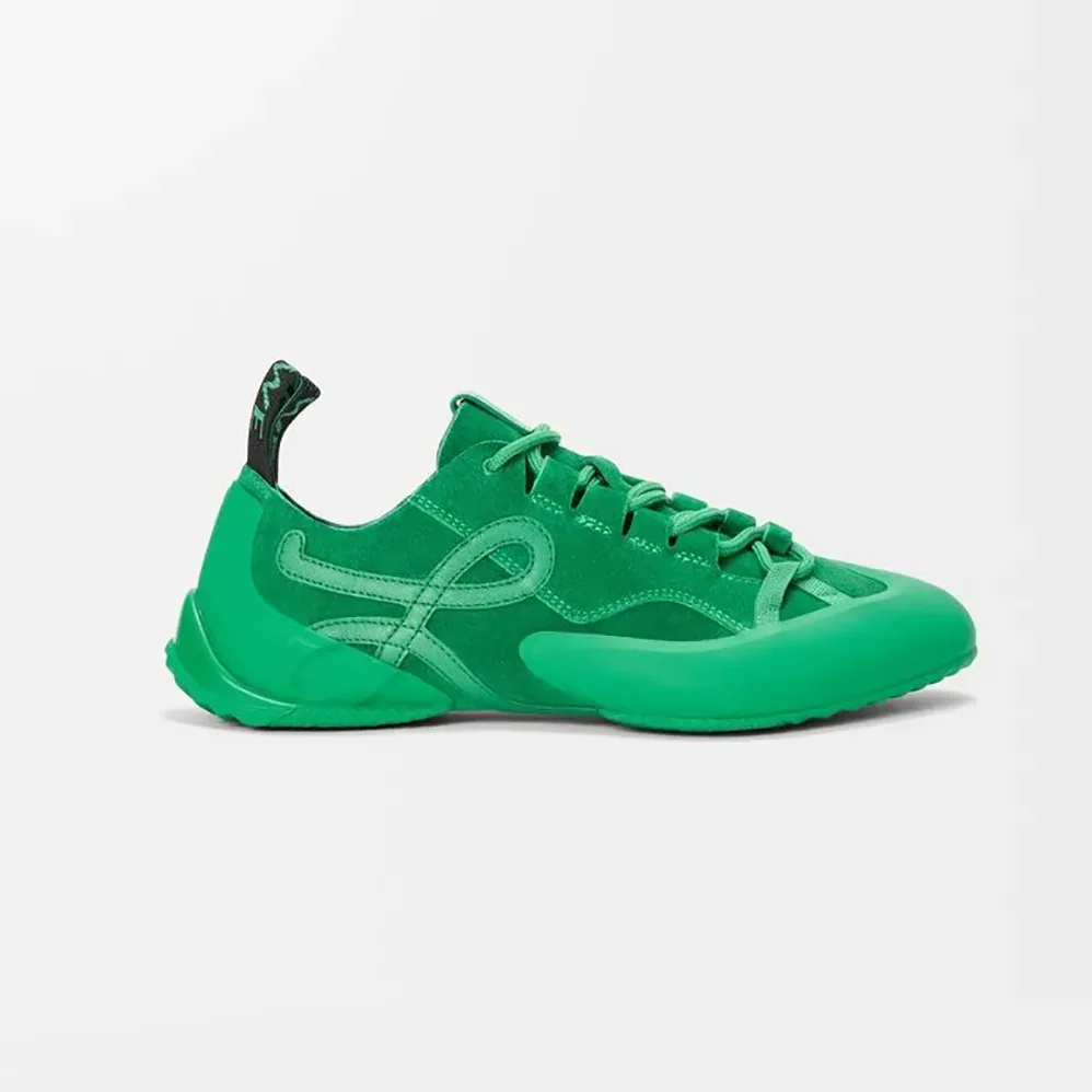 Loewe Grip Sneaker in Calfskin Suede for Unisex in Jungle Green
