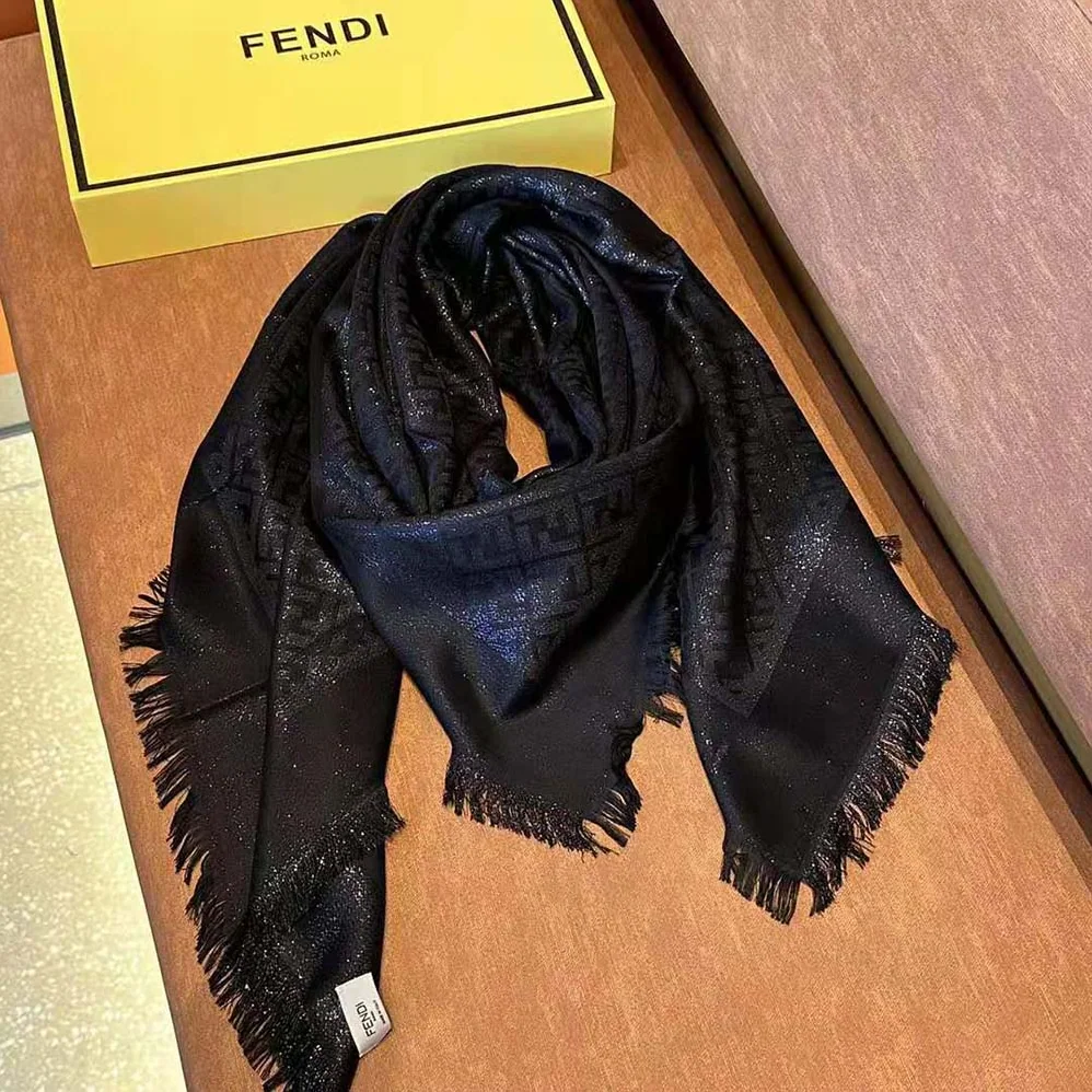 Fendi FF Shawl Black Lurex for Unisex Fendi FF Shawl Black Lurex for Unisex