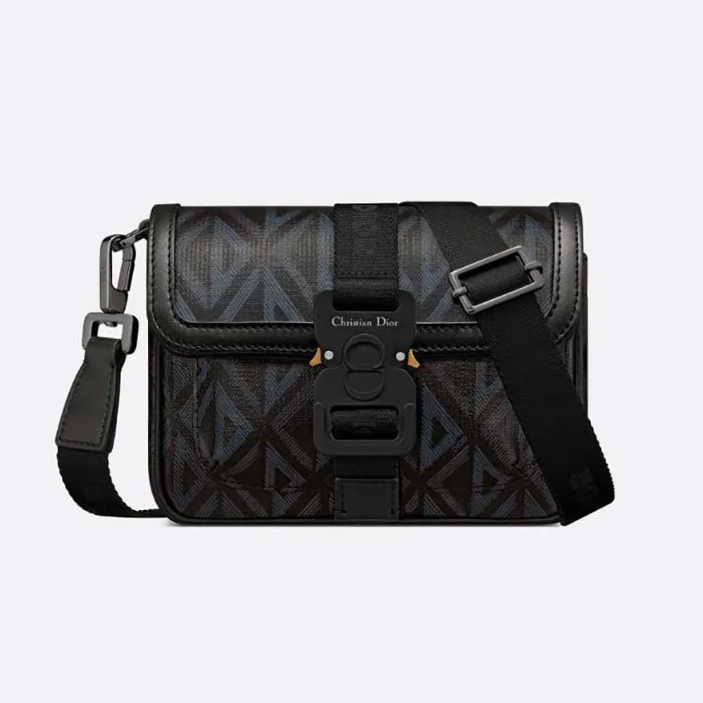 Dior Mini Dior Hit the Road Bag Black CD Diamond Canvas for Men